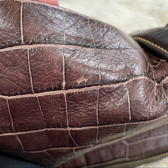 Dooney & Bourke Brown Croc Hobo Shoulder Bag - Picture 4 of 10